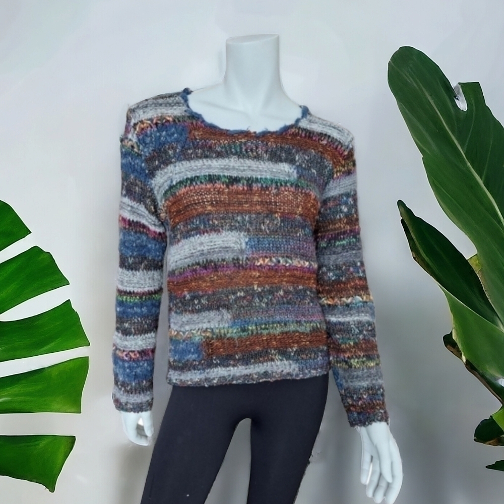 Vintage Vango Paris multicolor pullover sweater womens knitwear wool